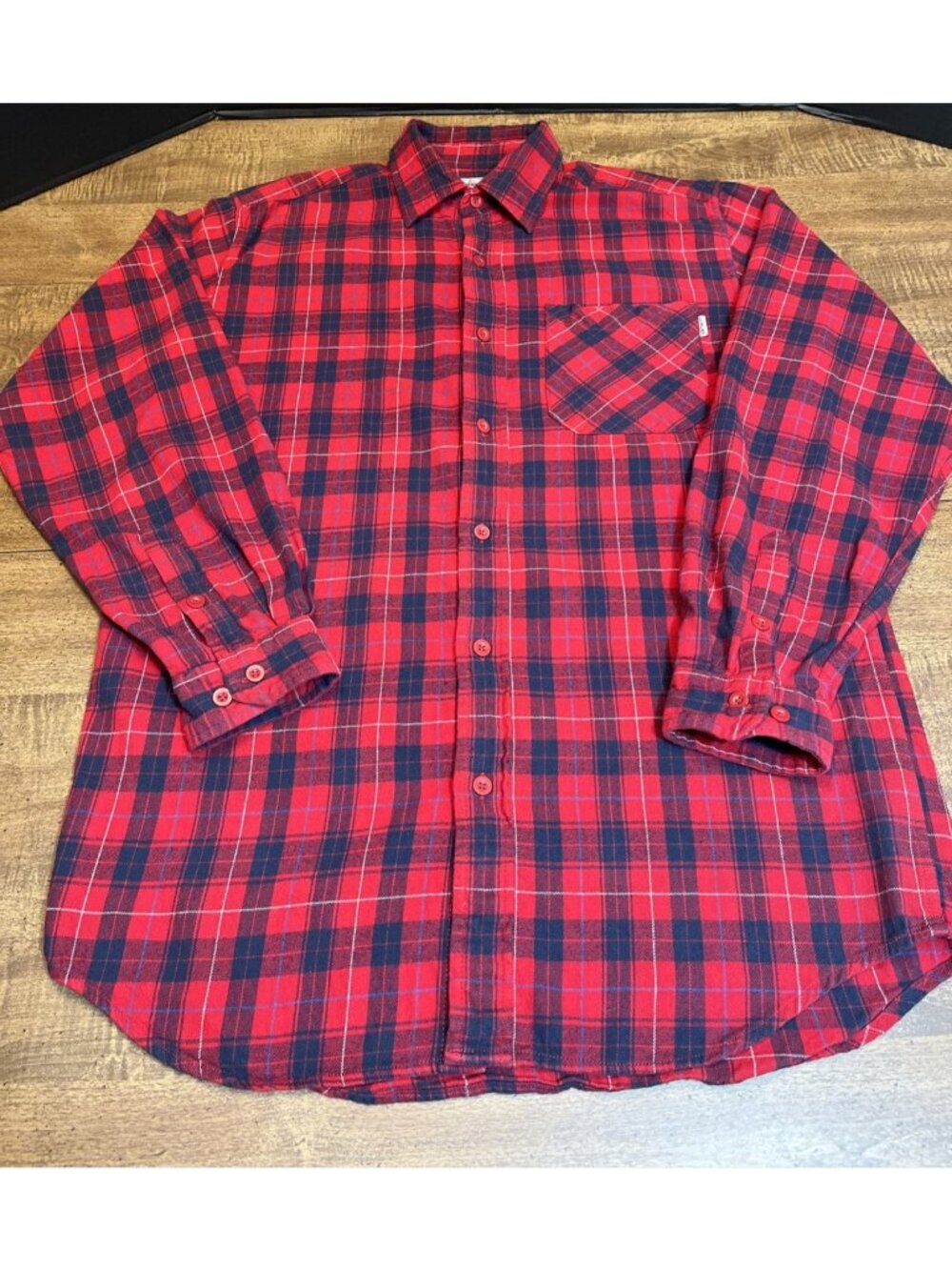 Carhartt Flannel Shirt Men's M Red Blue Plaid Flannel Cabinecore Grunge Gorpcore
